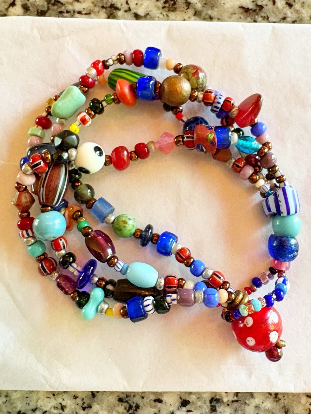 ♥️💖  Beaded 4 Strand Bracelet Colorful Vibrant & Fun